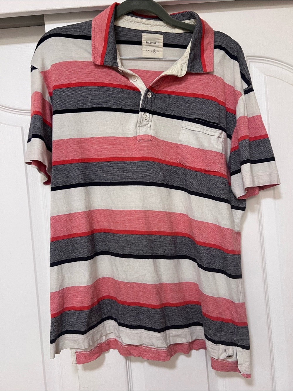 Billy Reid Men's Red Stripe Polo Shirt XL